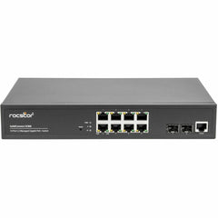 Rocstor SolidConnect SCM8 Managed Ethernet Switch, 8-Port PoE+ Gigabit, 2 SFP Ports, Industrial Network, Layer 2, TAA Compliant, 120W PoE Budget, Rack-mountable Black - Y10S009-B1 (5 Year Warranty)