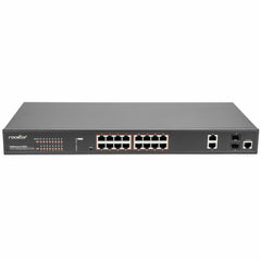 Rocstor SolidConnect SCM20 Industrial Ethernet Switch, 16-Port PoE+ Gigabit Managed, 2 RJ45 & 2 SFP Ports, 250W PoE Budget, Network Government TAA Compliant Black - Y10S010-B1 (5 Year Warranty)