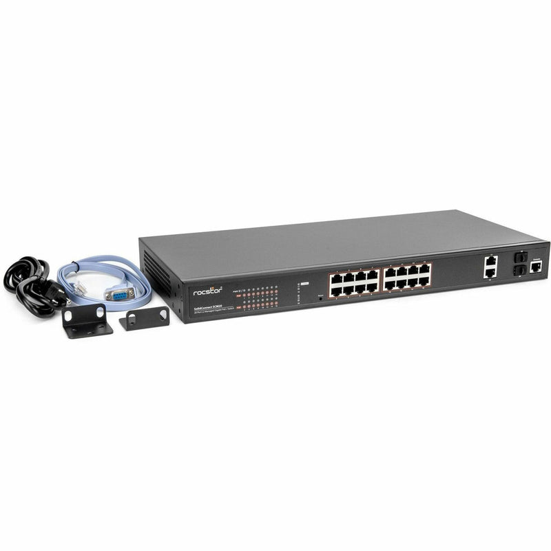 Rocstor SCM20 switch with included mounting brackets and connection cables