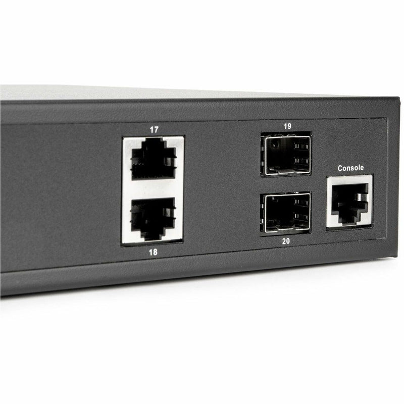 Detail of Rocstor SCM20 switch SFP ports and console interface