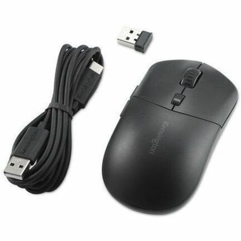 Kensington MY430 mouse shown with included USB-C cable and wireless receiver