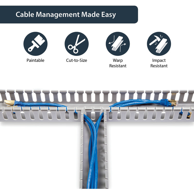 Illustration showing cable management features including paintable surface and impact resistance