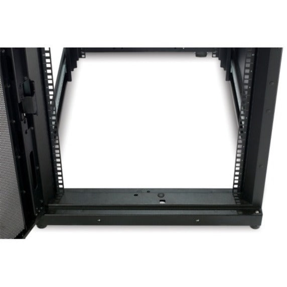 Bottom interior view of NetShelter SX rack showing base framework and mounting options