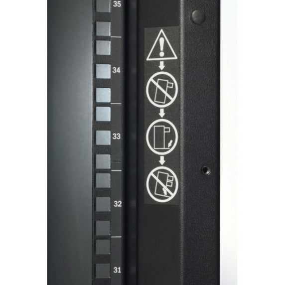 Safety and installation guidance markings on NetShelter SX frame