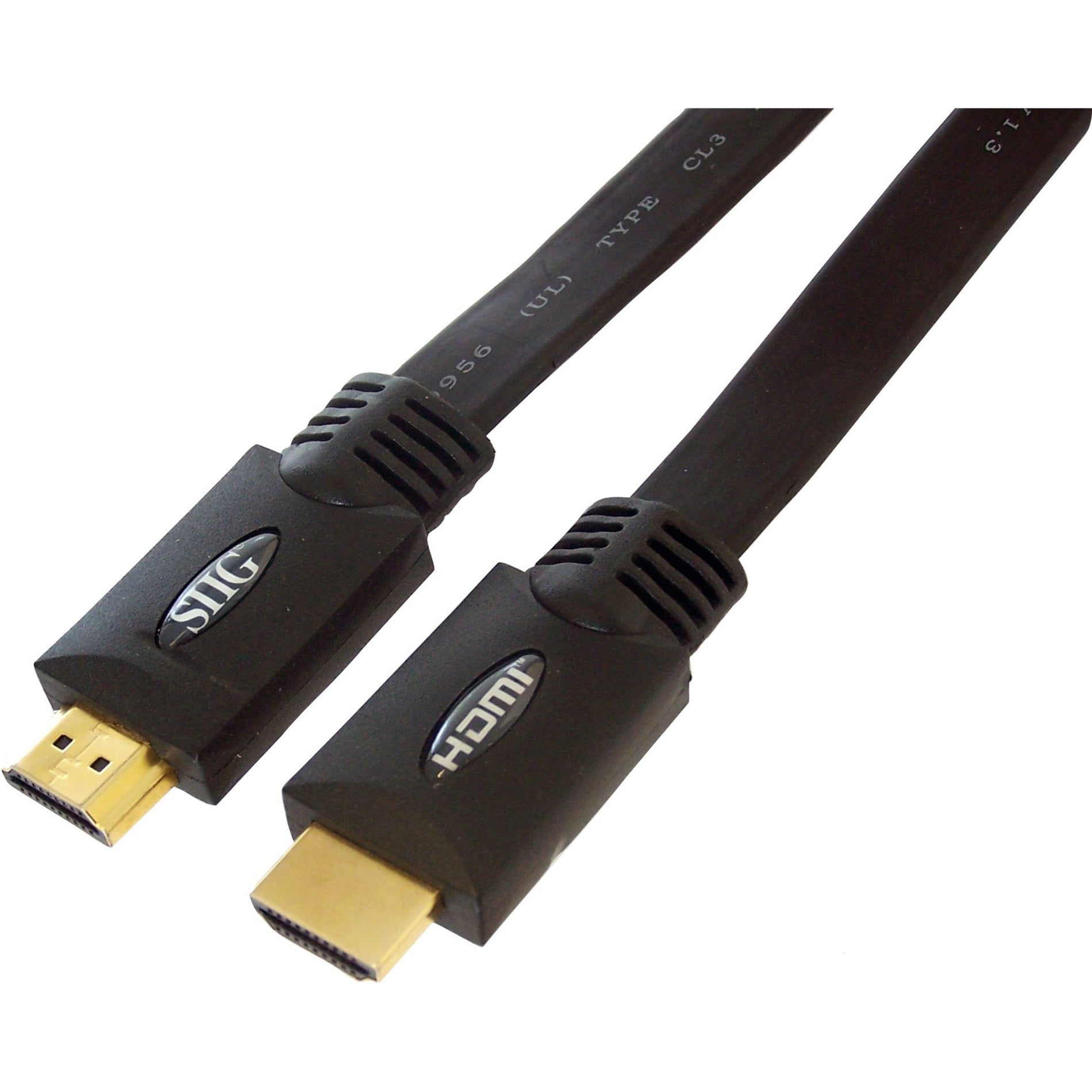 SIIG CB-HM0312-S1 High-quality Flat High Speed HDMI Cable, 32.80 ft, Gold Plated, UL/CL2 in-wall, Lifetime Warranty