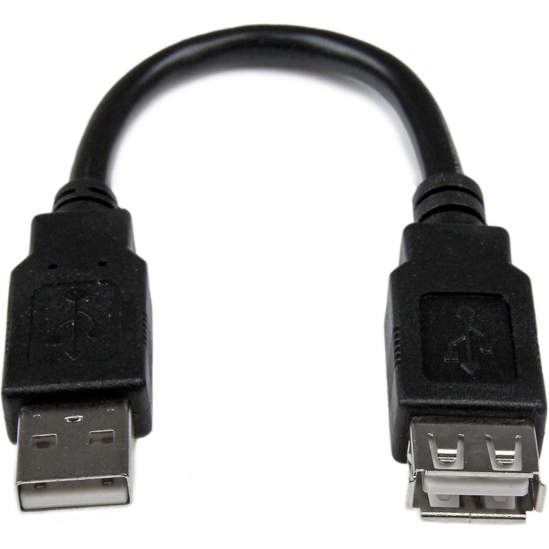 StarTech.com 6-inch USB 2.0 extension cable showing male and female USB Type-A connectors