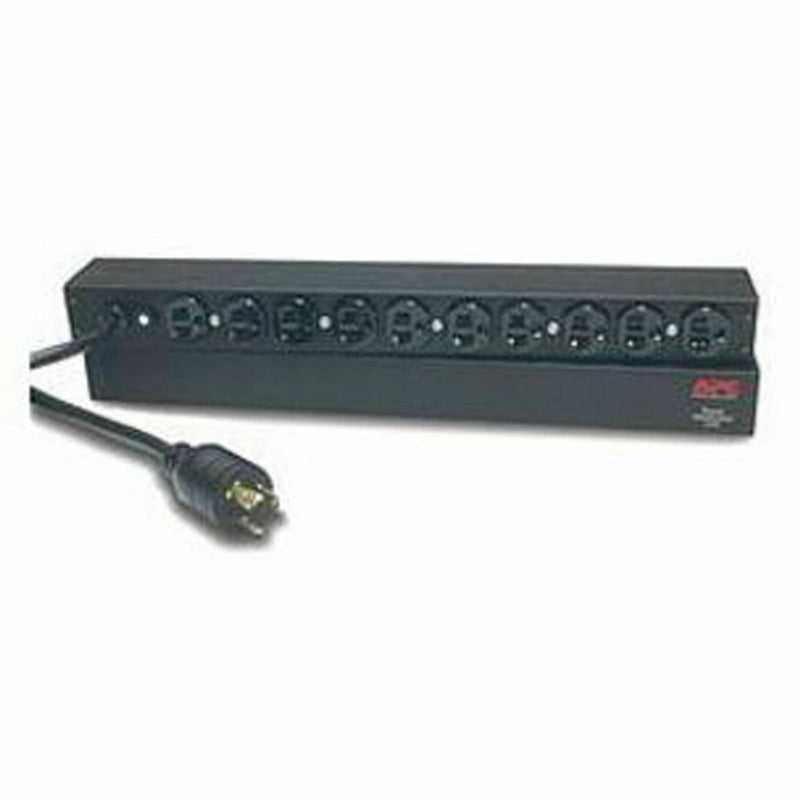 Front view of APC AP9564 Basic Rack PDU showing 10 NEMA outlets and power cord