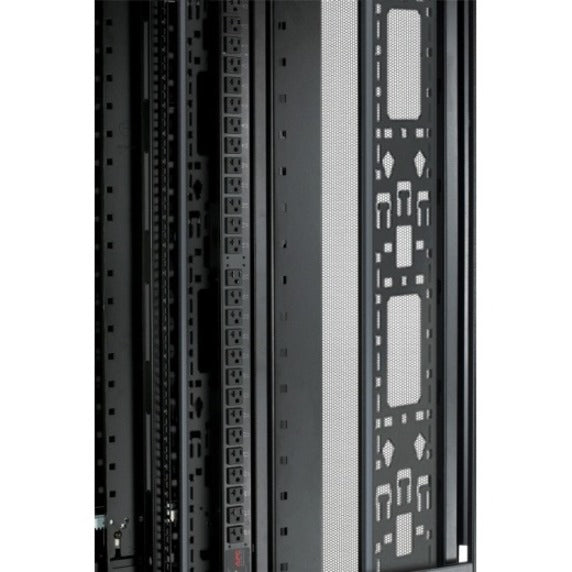 Detailed view of APC NetShelter ventilation features and cable routing channels