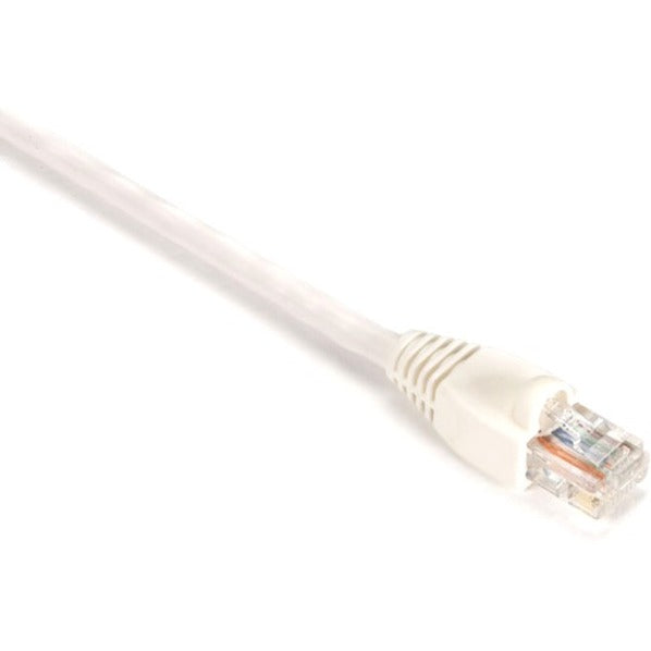 White Cat.5e network cable with snagless boot and gold-plated RJ-45 connector showing premium construction