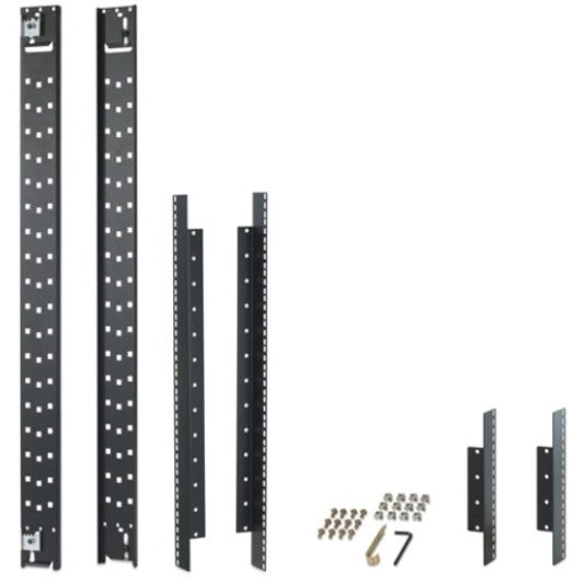 Detailed view of APC AR7503 rail kit showing mounting holes and hardware components