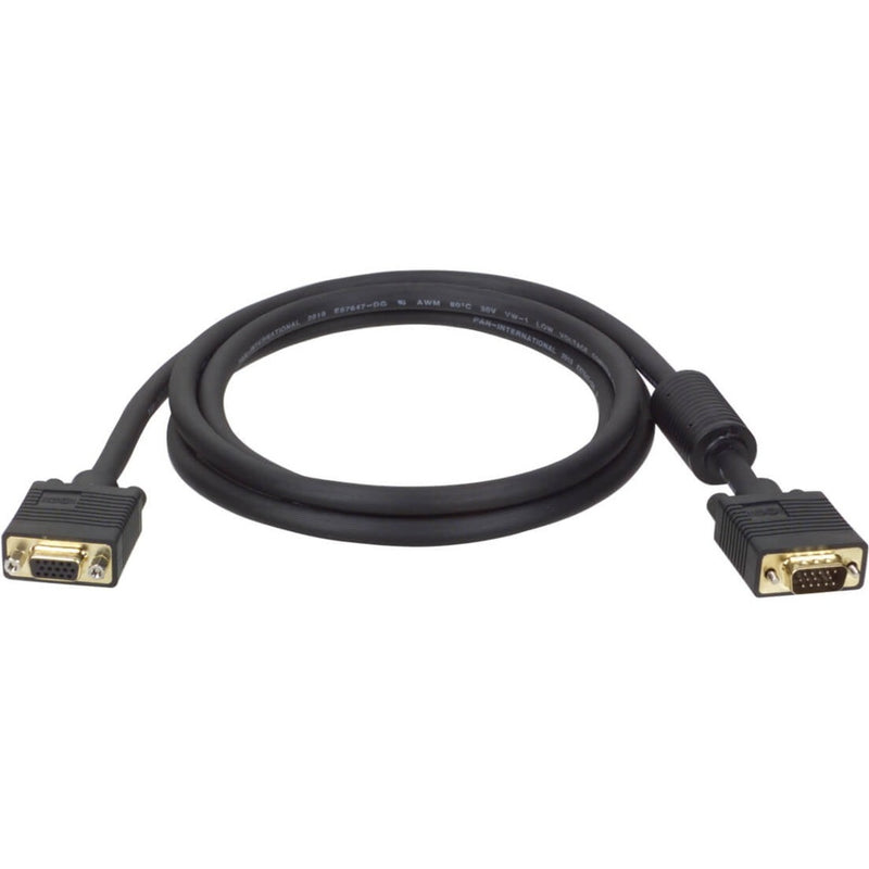 25-foot black VGA extension cable with gold-plated HD15 male and female connectors featuring molded strain relief