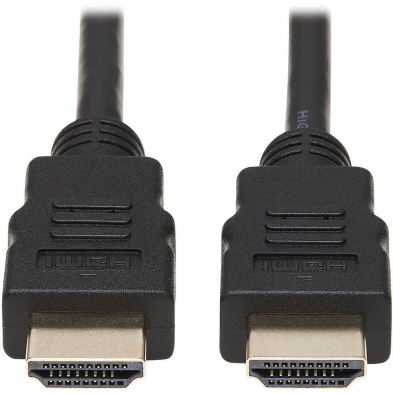 Close-up view of two black HDMI connectors with gold-plated pins and strain relief design