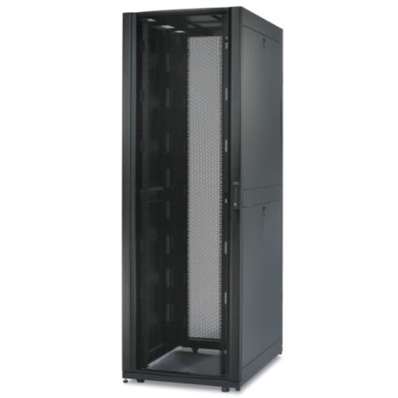 Side angle view of NetShelter SX rack showing cable management features