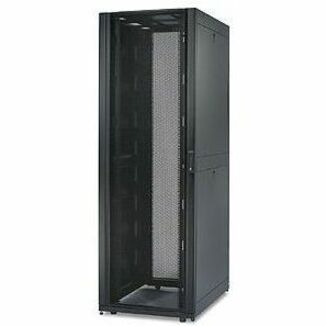 APC NetShelter SX 42U rack enclosure front view showing perforated door design