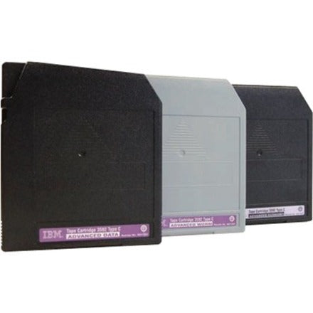 Three IBM TotalStorage 3592 WORM tape cartridges shown in black and light gray casings with purple identification labels-alternate-image1