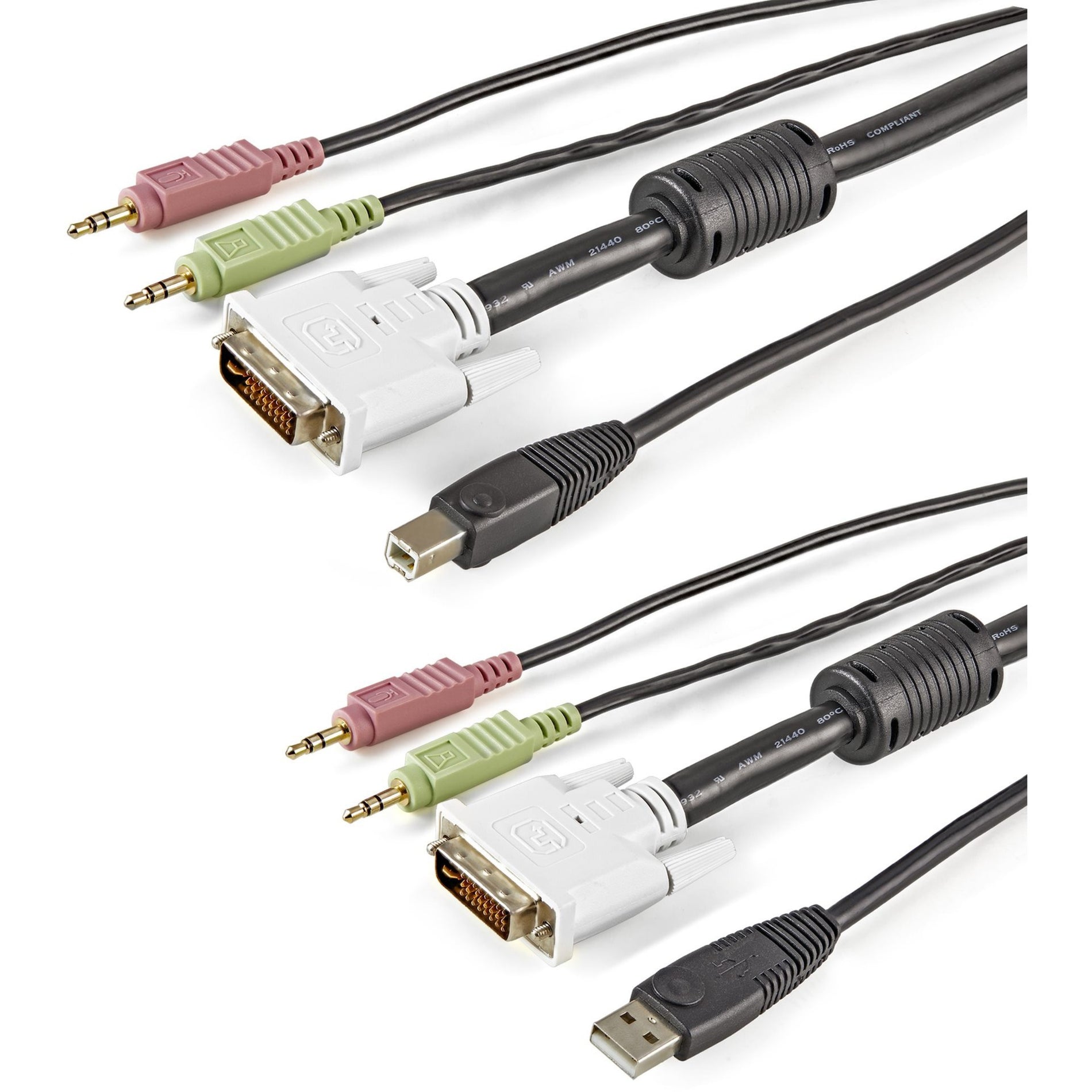 StarTech.com USBDVI4N1A10 10 ft 4-in-1 USB DVI KVM Kabel mit Audio Kupferleiter unterstützte Auflösung von 1920 x 1200 Schwarz