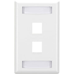 Black Box GigaStation2 Network Faceplate, 2 Socket, Secure Rear-Loading, CAT6/CAT5e/CAT3 Compatible, White, WPT464, TAA Compliant (Lifetime Warranty)