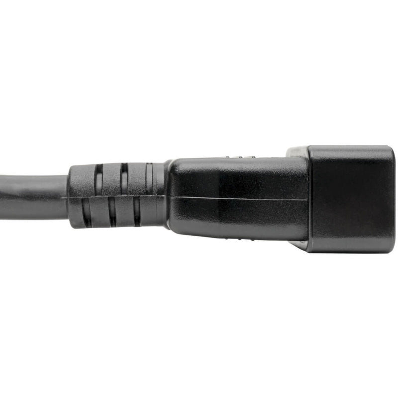 Detailed view of strain relief design on Tripp Lite P032-007 power cord connector