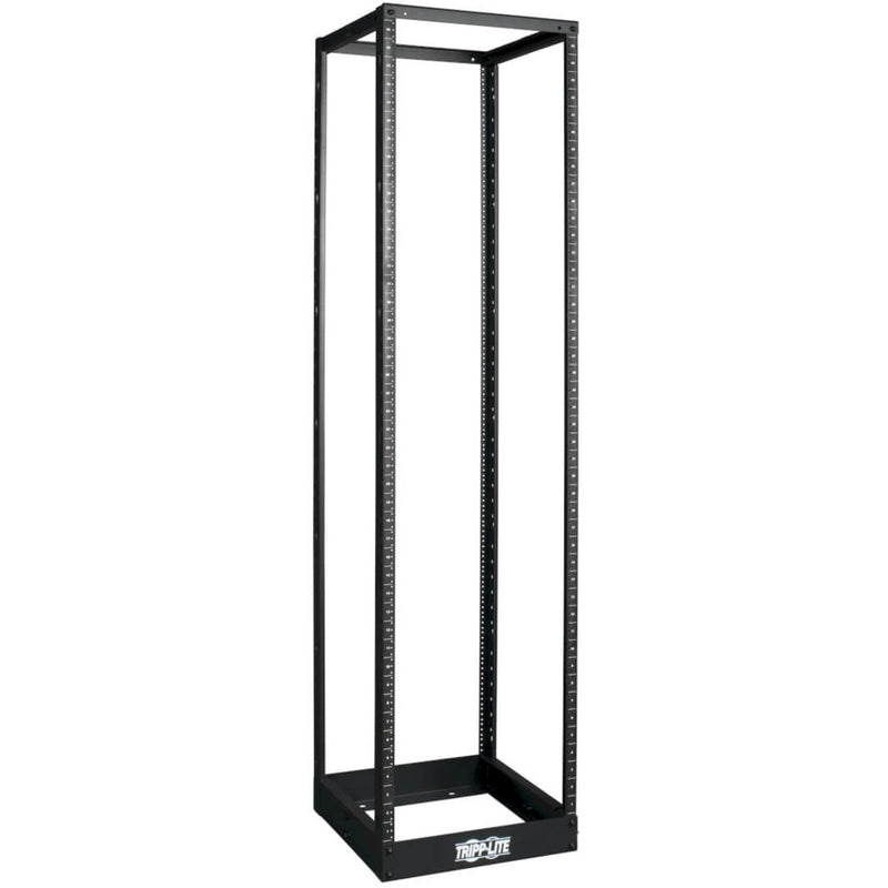 Tripp Lite SR4POST 45U 4-post open frame rack with black powder coat finish and numbered mounting positions