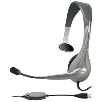 Cyber Acoustics AC-840 USB Mono Headset, Over-the-head Boom Mic, Noise Cancelling, Adjustable Headband