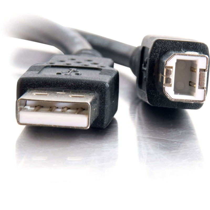 Detailed macro shot of USB Type-A and Type-B connectors showing construction quality