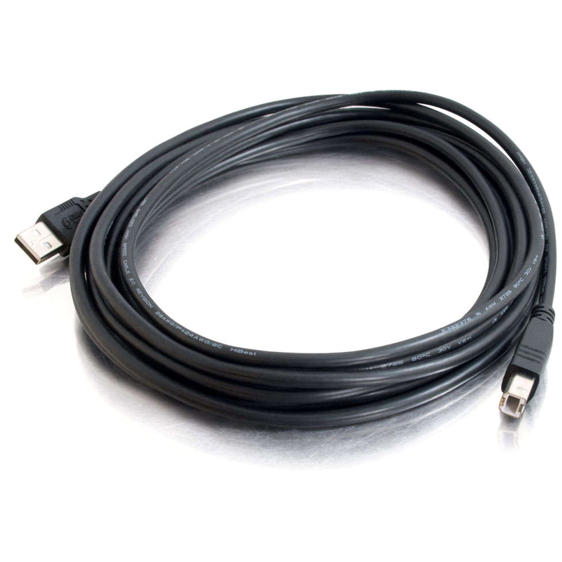 Full length view of coiled black USB cable showing extended 16.4 foot reach