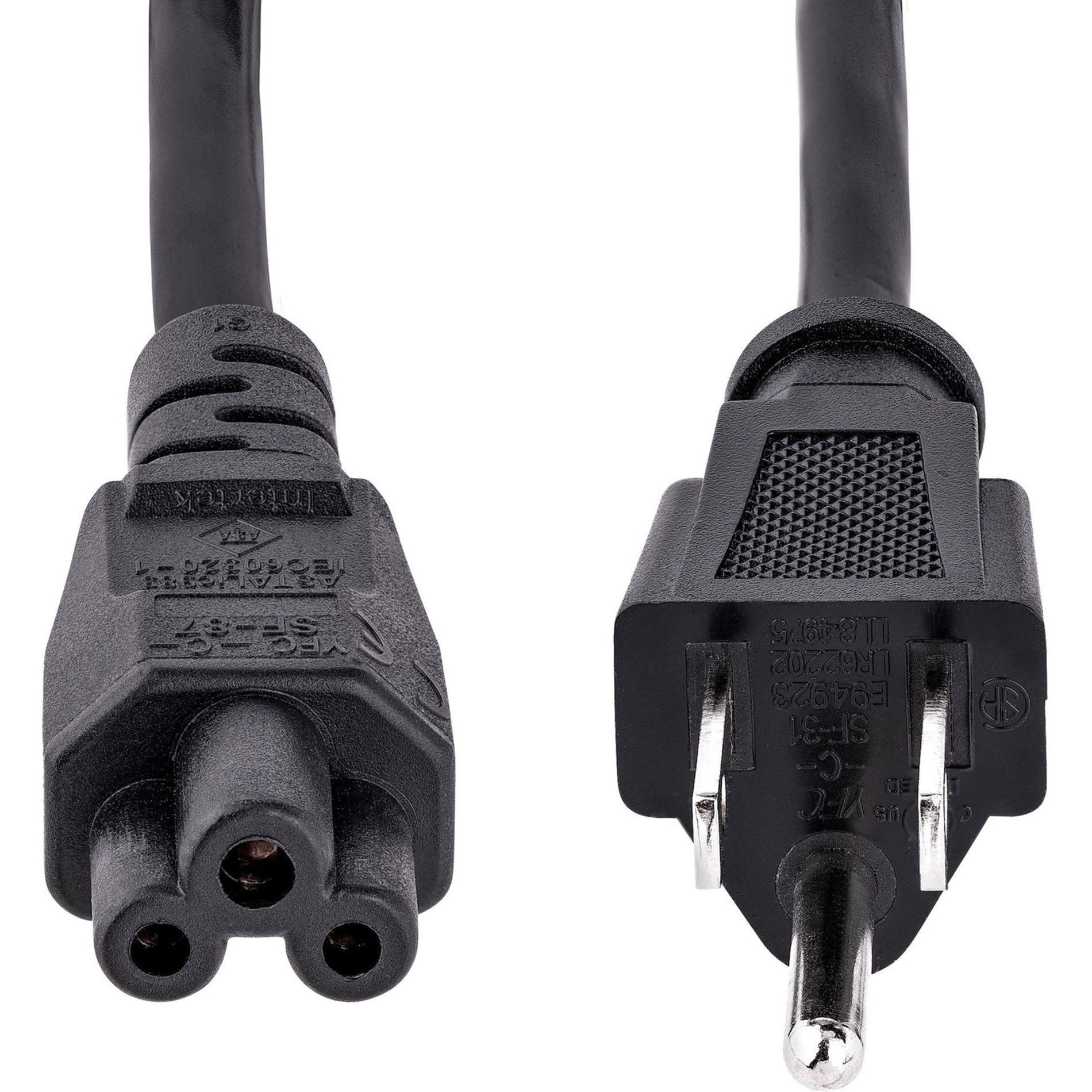 StarTech.com PXT101NB3S 6 ft Laptop Power Cord NEMA 5-15P to C5 10A 125V AC Black StarTech.com PXT101NB3S 6 ft Laptop Power Cord NEMA 5-15P to C5 10A 125V AC Zwart