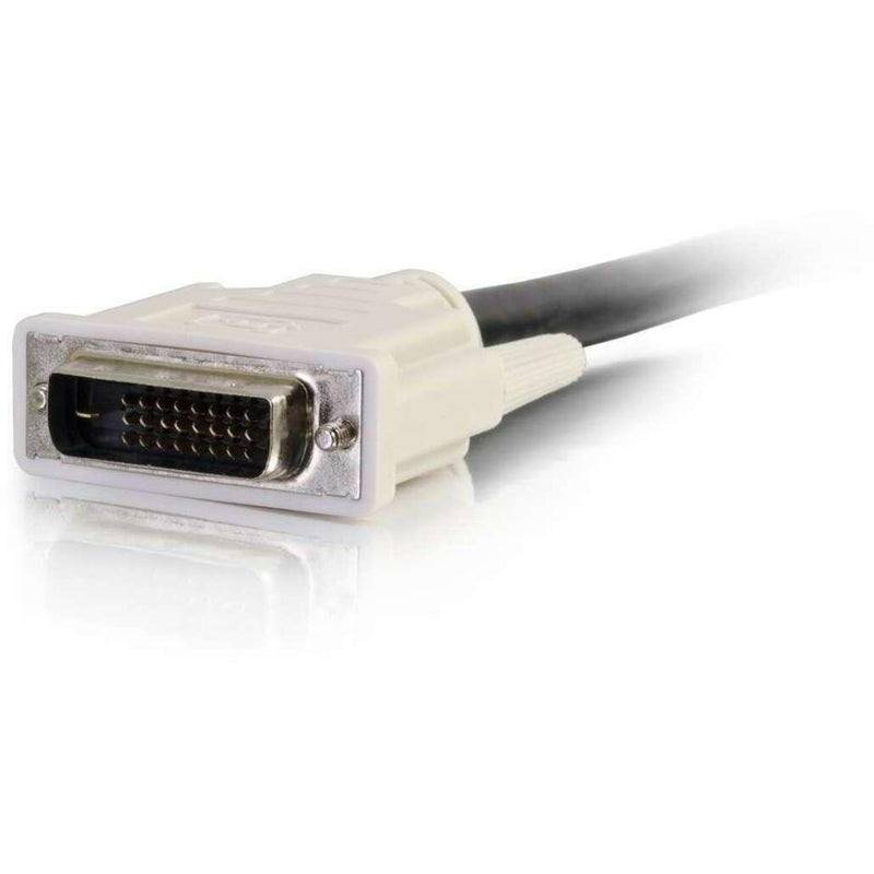 Angled view of DVI-D connector showing white housing and metal faceplate