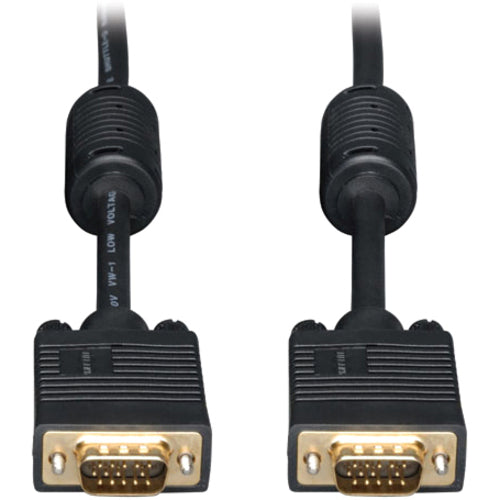 Close-up view of Tripp Lite P502-075 cable showing gold-plated HD15 male connectors with molded strain relief at both ends