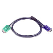 ATEN USB KVM cable with purple and green connectors, showing the 4-foot black cable with color-coded ends for easy installation