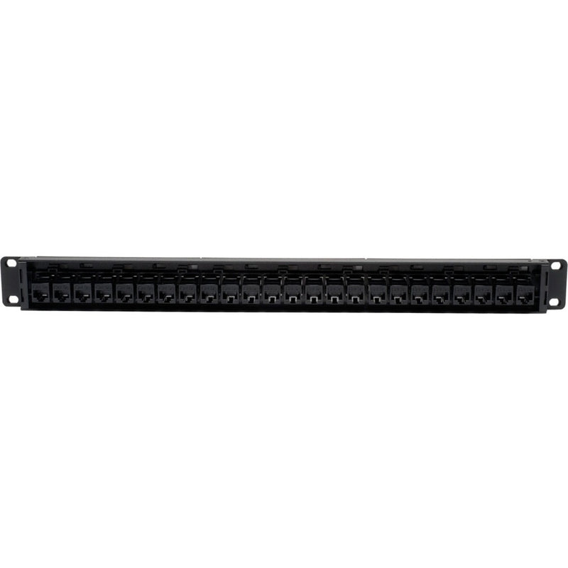 Close-up view of Tripp Lite N054-024 patch panel feed-through ports showing connector interface