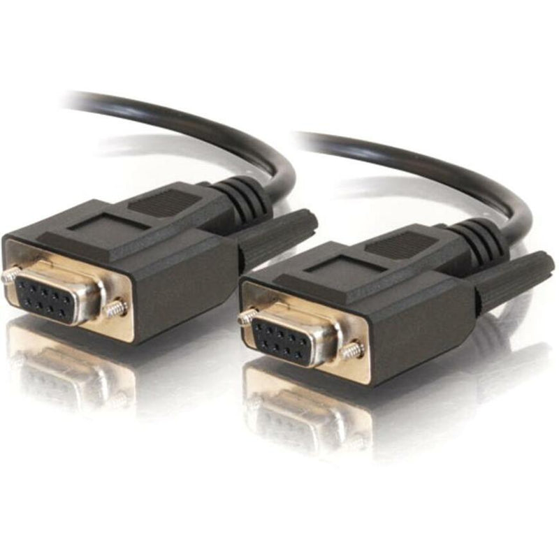 C2G RS232 DB9 female to female serial cable with black molded connectors and strain relief