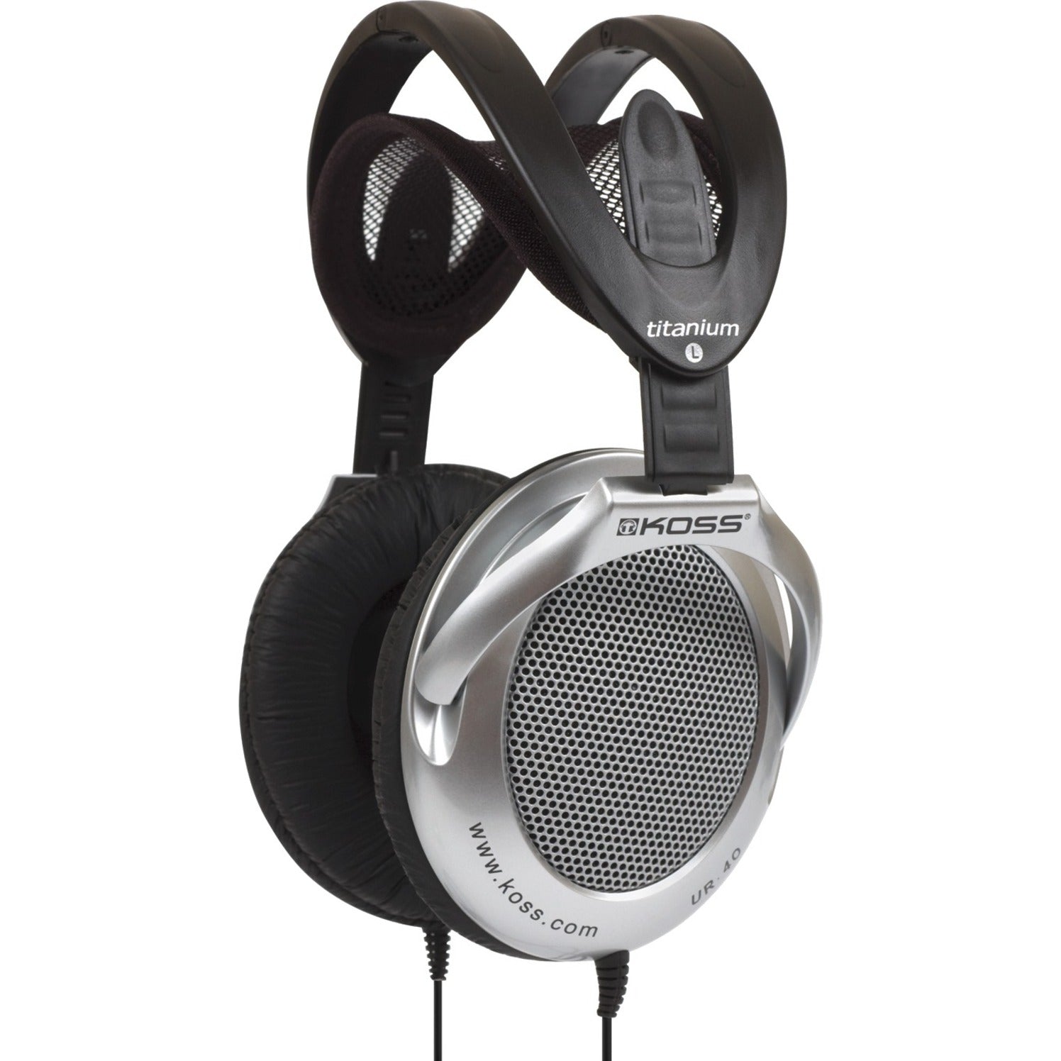 Koss UR-40 Cuffie Stereo per Casa - Argento Nero Impressionante Chiarezza dei Bassi e degli Acuti Garanzia a Vita