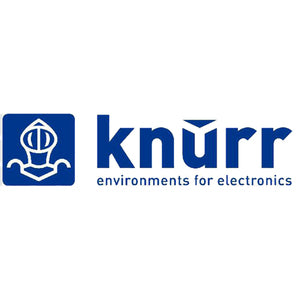 Knurr company logo in blue featuring electronics environment symbol